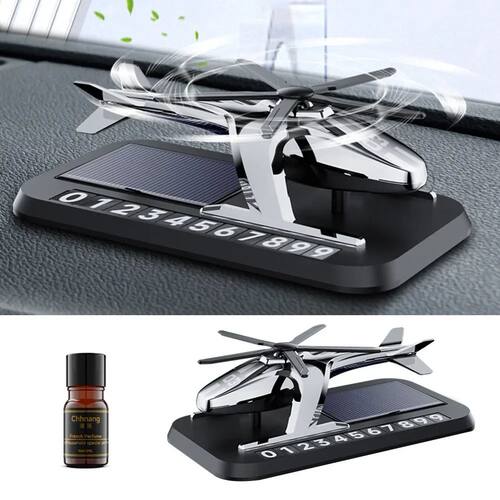 Solar Car Air Freshener With Hidden Phone Plate Helicopter