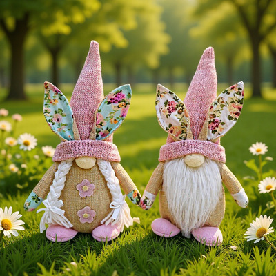 Easte Bunny Onaments Dwaf Faceless Doll Decoations Rudolph