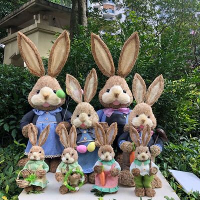 Easter Bunny Straw Figurine Decoration 35cm Easter Straw
