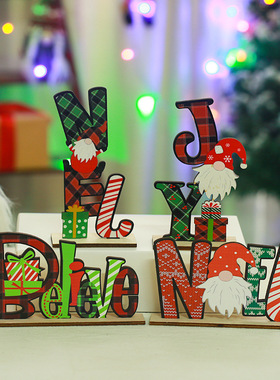 Chistmas Decoation Wooden English Pint Rudolph Onaments