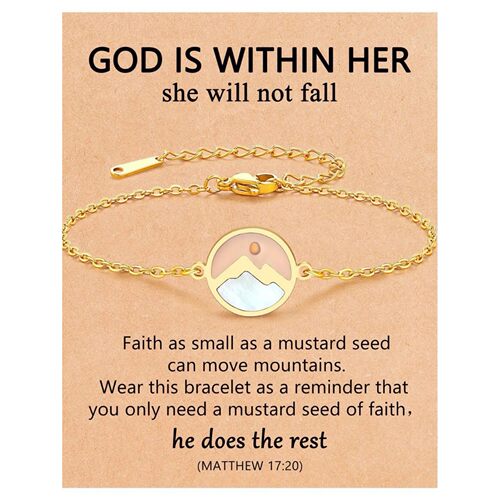 18K Gold Plated Move Mounta-Mustad Seed Bacelet Stainless