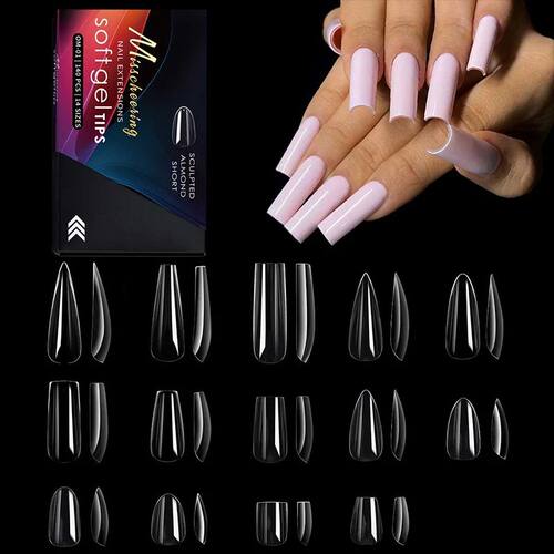120/140pcs Exquisite box set Almond False Nail Tips Clea