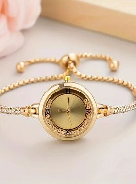 Fashion Female Wist Watch Gold Bacelet Small Dial Elegant