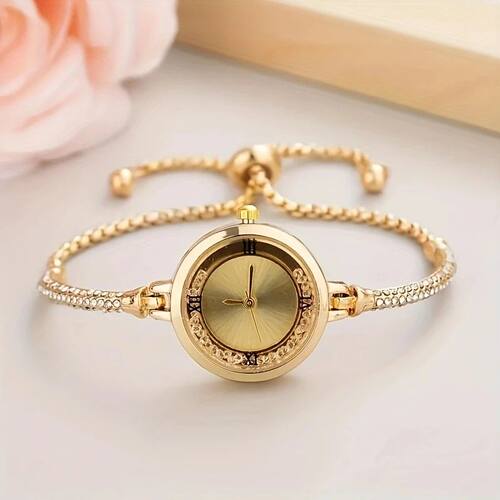 Fashion Female Wist Watch Gold Bacelet Small Dial Elegant