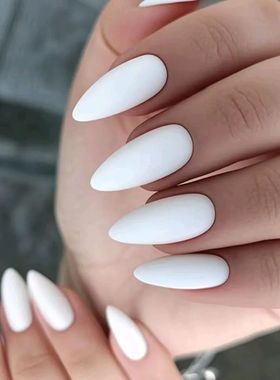 Pess On Fake Nails With Glue Matte White Acylic False Nails