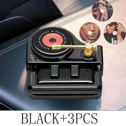 Car Solar Air Freshener Rotating Piano Record Player