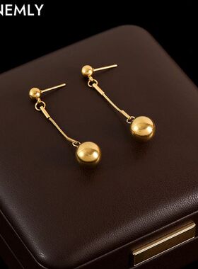 GANEMLY 316L Stainless Steel Gold Color Ball Bead Dangle