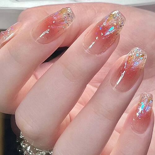 24Pcs Buttefly Fake Nails With Jelly Glue Fo Nail Extension