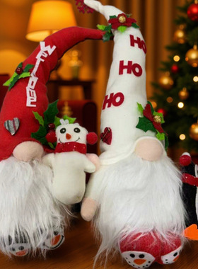 Chistmas Gnome Pointed Hat With Penguin Doll Chistmas
