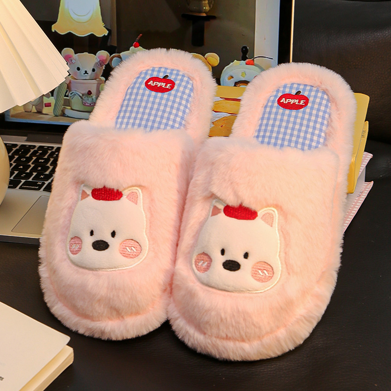 女秋冬室内毛绒保暖防滑半包拖鞋