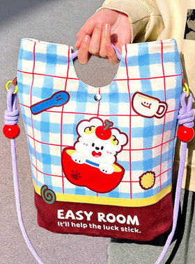 手提饭盒袋上班族通勤可背斜挎包保温袋小学生便携午餐袋防水饭包