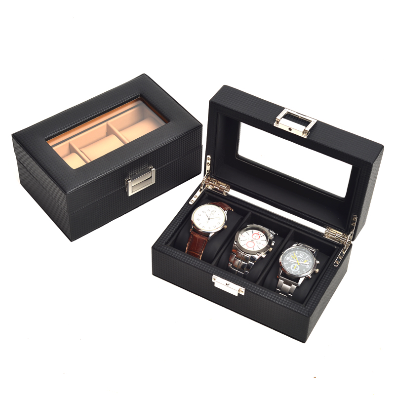 梦冉碳纤维手表收纳盒家用便携手表整理盒手表直播柜台透明展示盒