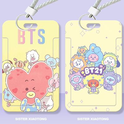 可爱bt21应援学生滑盖卡套饭卡公交卡身份证件保护套门禁卡校园卡