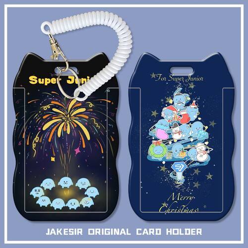 superjunior蓝团子滑盖卡套饭卡公交卡身份证保护套门禁校园卡