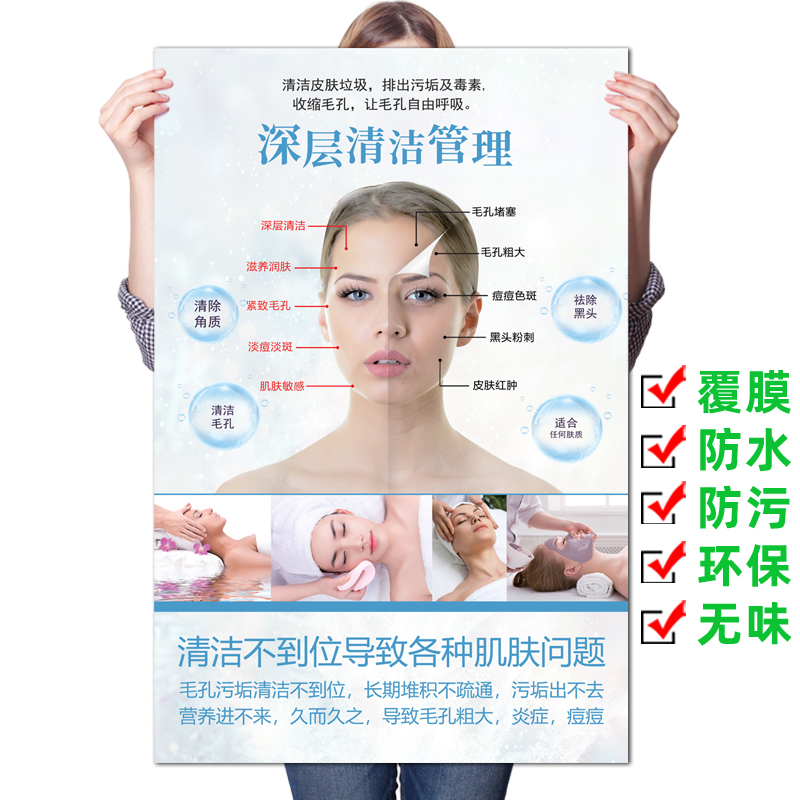 美容院微整形装饰画皮肤管理焕肤墙壁画小气泡脱毛减肥宣传海报画
