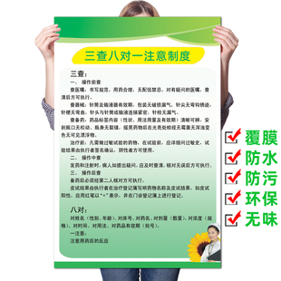 药房工作制度海报/药房制度展板/药房制度/三查八对一注意大挂图