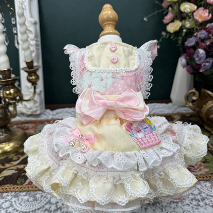 原创高定宠物狗狗衣服猫咪裙子洛丽塔公主风手工马尔济斯泰迪比熊