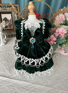 原创高定金丝绒宠物狗衣服春秋新款洛丽塔猫咪兔子定制礼服公主裙