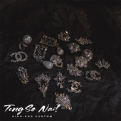 D102 119号锆石保色美甲钻金色底小熊爱心美甲钻链条流苏饰品钻饰