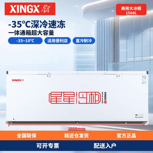 星星冰柜涂钢商用大容量卧式冷冻