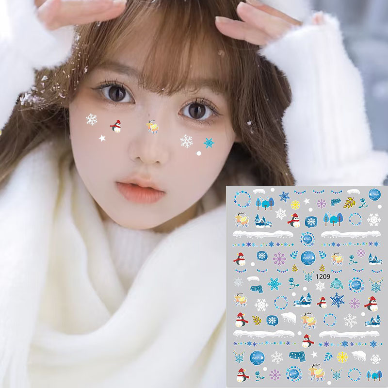 圣诞主题雪花小图案指甲装饰脸贴