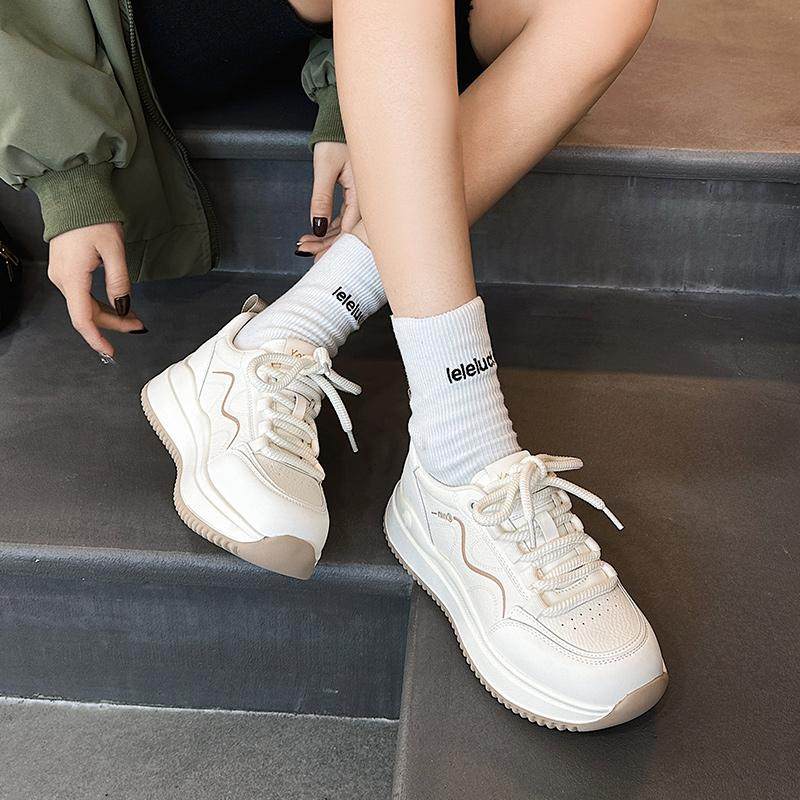 嘉俪多女鞋韩版休闲鞋牛皮柔软百搭系带平底圆头深口2025春季新款,女鞋,时尚休闲鞋,淘宝优惠券,粉丝福利购,淘宝优惠卷