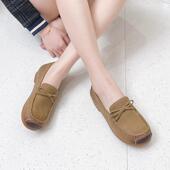 韩版 方头深口平跟牛皮休闲蝴蝶豆豆鞋 2025春季 嘉俪多女鞋 ins新款