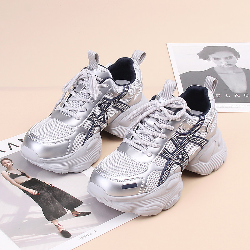 嘉俪多女休闲老爹鞋欧美TPU网松糕高跟圆头系带深口2025新款秋季,女鞋,老爹鞋,淘宝优惠券,粉丝福利购,淘宝优惠卷