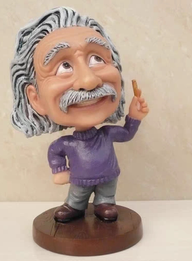爱因斯坦创意摇头公仔车载装饰摆件树脂雕塑人物玩偶工艺礼品装饰