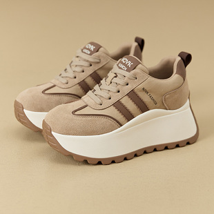 女休闲百搭增高鞋 真皮复古德训鞋 阿甘鞋 春秋厚底运动鞋 女2025新款