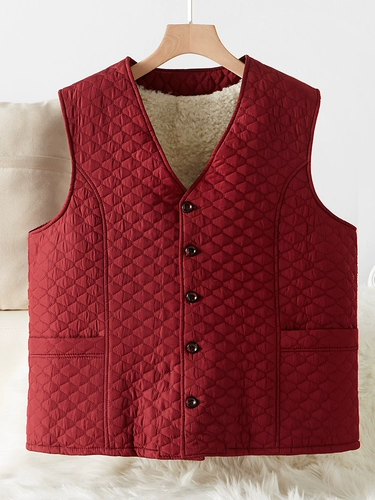 Демисезонный шерстяной короткий жилет для матери, для среднего возраста, из натуральной кожи