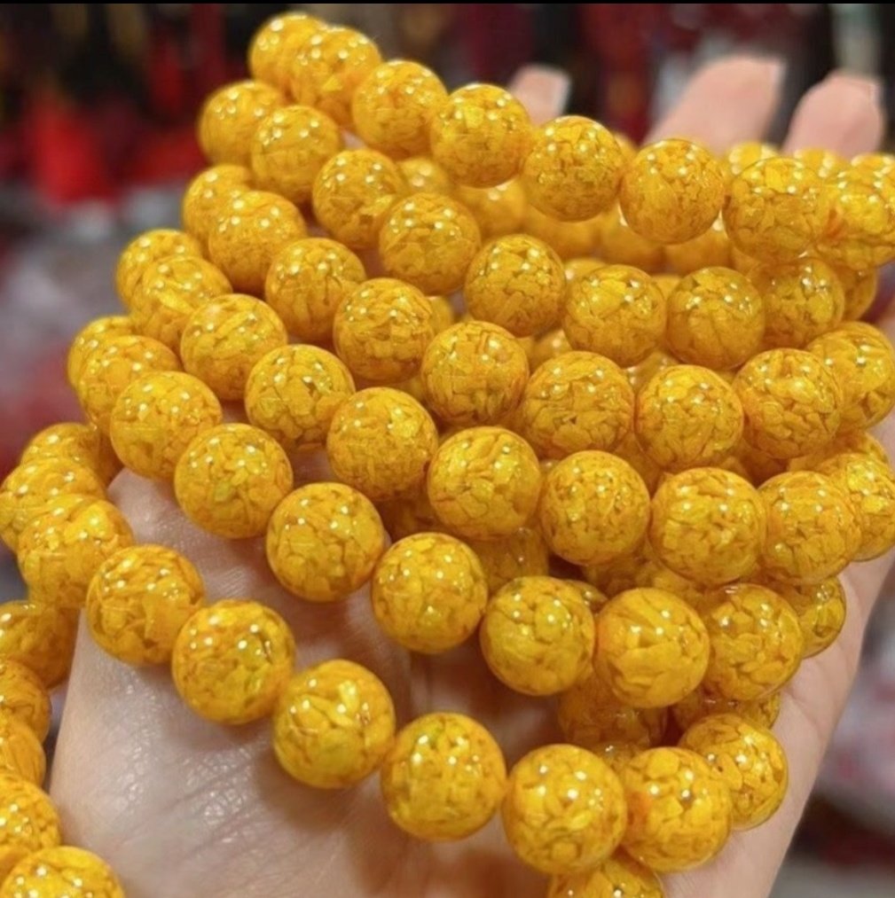 雄黄朱砂手链透光颗粒晶体砂手串避蛇蚊虫珠文玩男女手链