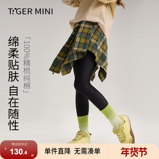 小虎宝儿纯棉格子裙女童户外运动裙子2026新款不规则裙儿童半身裙