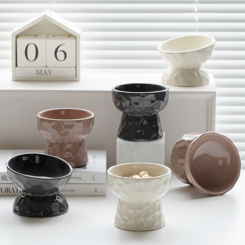 陶瓷高脚护颈椎斜口碗猫狗碗粮食碗猫咪宠物碗黑色饮水食盆防打翻,宠物/宠物食品及用品,猫狗碗/慢食碗,淘宝优惠券,粉丝福利购,淘宝优惠卷