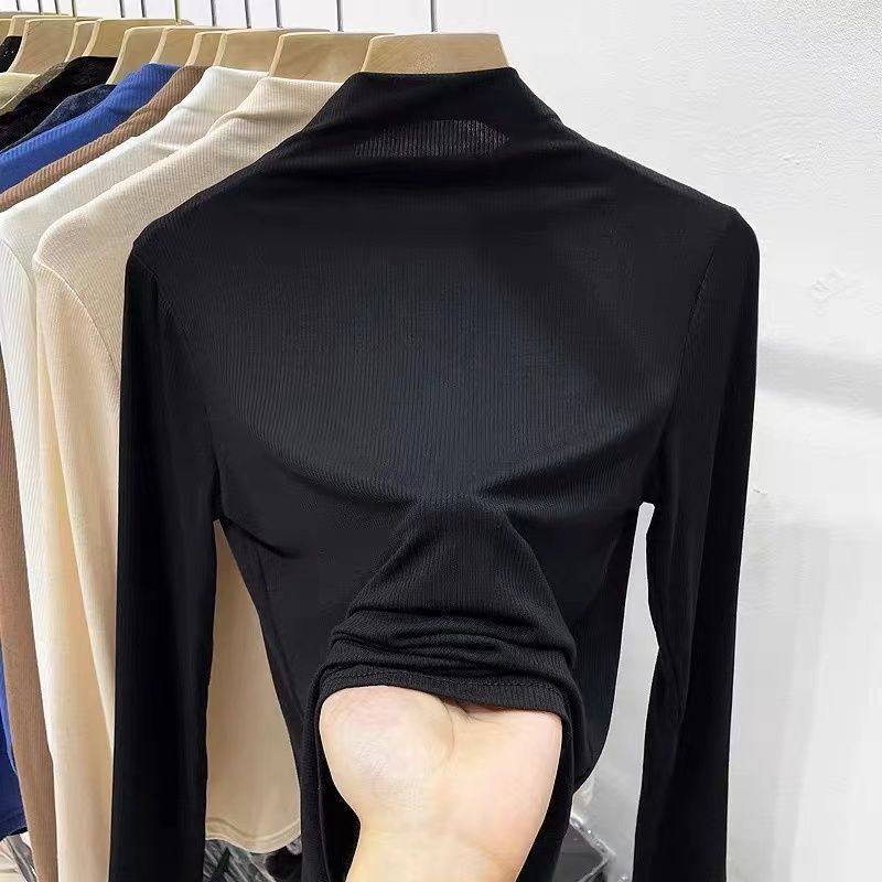立旭半高领打底衫女学生长袖半高领2024春秋洋气秋冬内搭t恤上衣,女装/女士精品,羊绒衫,淘宝优惠券,粉丝福利购,淘宝优惠卷