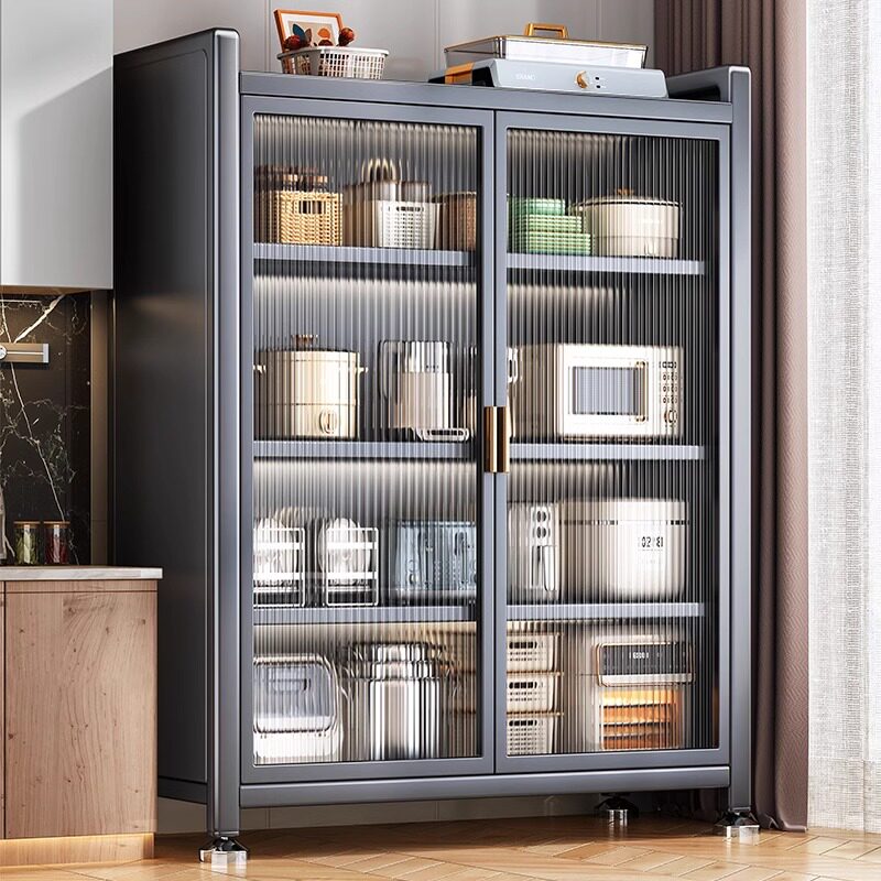 厨房置物架落地多层家用收纳柜子微波炉防尘多功能橱柜储物柜