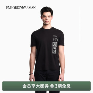 EMPORIO ARMANI/阿玛尼春夏新款男女情侣圆领短袖正肩印花纯棉T恤