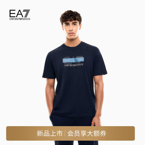EA7/阿玛尼男士短袖撞色印花T恤