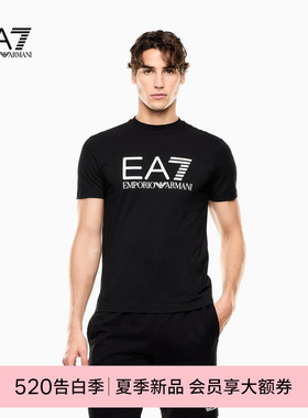 EMPORIO ARMANI/阿玛尼EA7/春夏新款男女情侣圆领短袖正肩印花T恤
