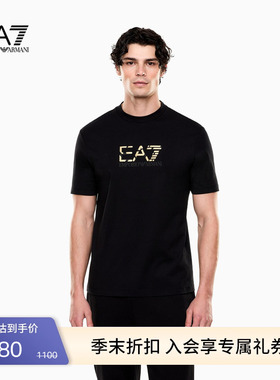 EMPORIO ARMANI/阿玛尼EA7/春夏新款男圆领短袖正肩印花运动风T恤