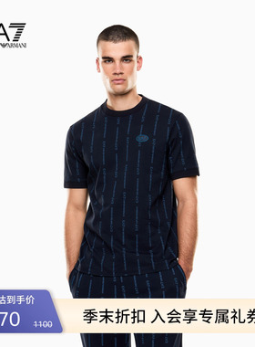 EMPORIO ARMANI/阿玛尼EA7/春夏新款男圆领短袖正肩印花运动风T恤