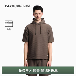 新款 EMPORIO ARMANI 阿玛尼夏季 卫衣 男连帽套头合身纯色抗皱短袖