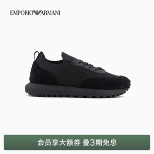 波状鹰标户外磨毛拼接厚底休闲运动鞋 阿玛尼男士 ARMANI EMPORIO
