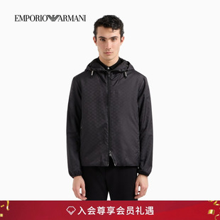 连帽满印休闲短款 阿玛尼秋冬男女情侣款 棉服外套 ARMANI EMPORIO