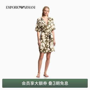 新款 EMPORIO ARMANI 阿玛尼26年夏季 印花沙滩连衣裙 女士V领短袖