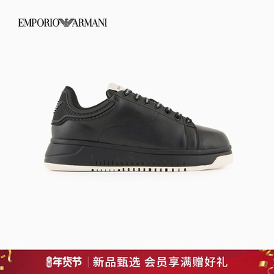 阿玛尼男低帮Logo系带运动鞋