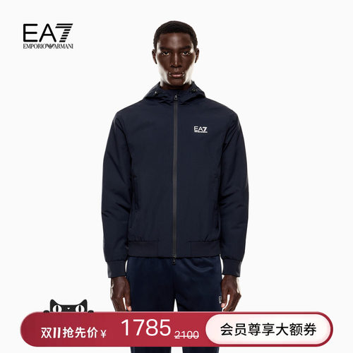 EA7/阿玛尼男士连帽拉链运动棉服