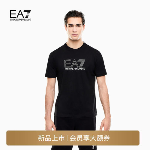 EA7/阿玛尼男士纯棉圆领短袖T恤