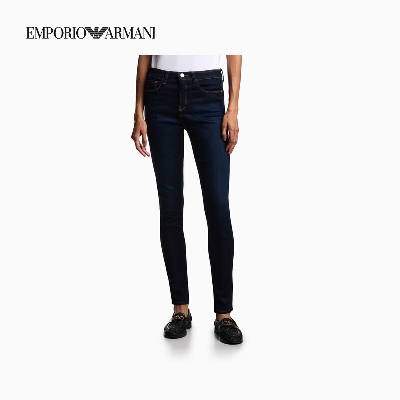 EMPORIO ARMANI/阿玛尼春夏女士高腰紧身铅笔微弹复古水洗牛仔裤