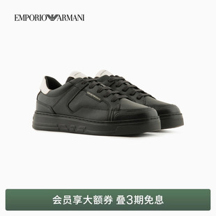 EMPORIO 阿玛尼春夏男士 牛皮剖层革轻户外运动休闲板鞋 ARMANI